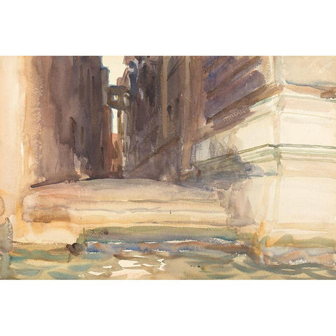 The Calle della Rosa with the Monte di Pieta, Venice Black Modern Wood Framed Art Print with Double Matting by Sargent, John Singer