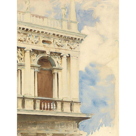 A Corner of the Library in Venice Black Modern Wood Framed Art Print with Double Matting by Sargent, John Singer