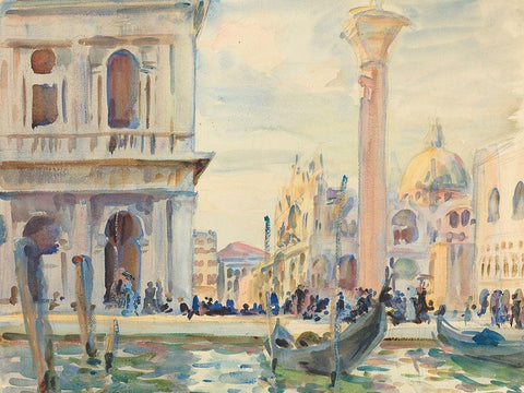 The Piazzetta White Modern Wood Framed Art Print with Double Matting by Sargent, John Singer