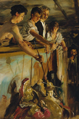 Marionettes White Modern Wood Framed Art Print with Double Matting by Sargent, John Singer