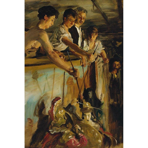Marionettes Gold Ornate Wood Framed Art Print with Double Matting by Sargent, John Singer