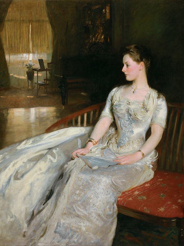 Mrs. Cecil Wade, 1886 Black Ornate Wood Framed Art Print with Double Matting by Sargent, John Singer