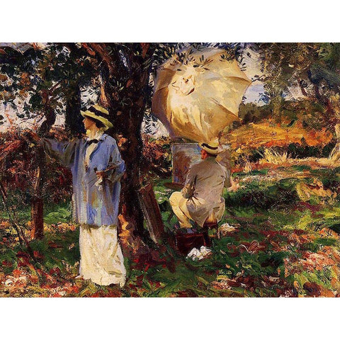 The Sketchers Gold Ornate Wood Framed Art Print with Double Matting by Sargent, John Singer