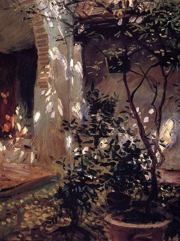Granada Sunspots White Modern Wood Framed Art Print with Double Matting by Sargent, John Singer