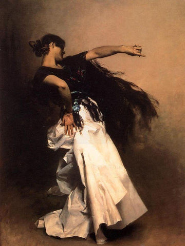 Spanish Dancer Black Ornate Wood Framed Art Print with Double Matting by Sargent, John Singer