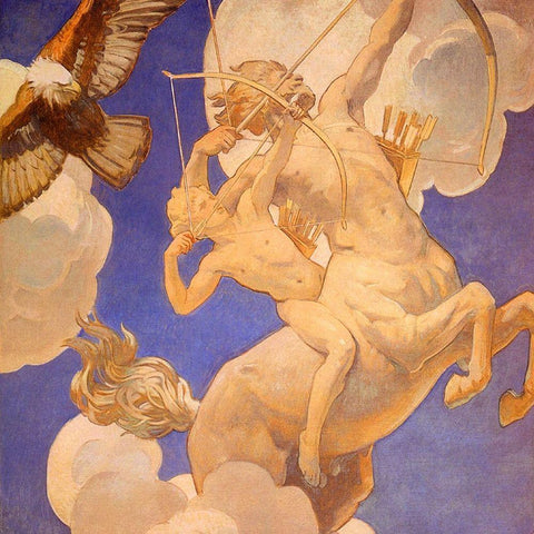 Chiron and Achilles 1921 White Modern Wood Framed Art Print with Double Matting by Sargent, John Singer