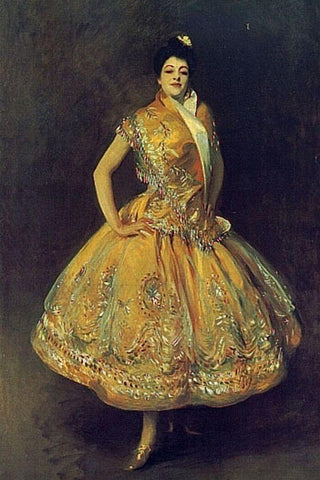 La Carmencita White Modern Wood Framed Art Print with Double Matting by Sargent, John Singer