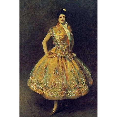 La Carmencita Gold Ornate Wood Framed Art Print with Double Matting by Sargent, John Singer