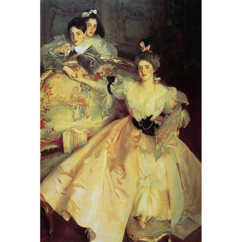 Mrs Carl Meyer and her Children Gold Ornate Wood Framed Art Print with Double Matting by Sargent, John Singer