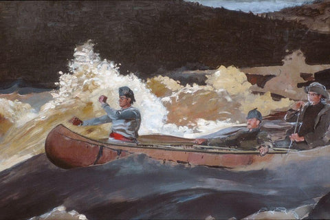 Shooting the Rapids, Saguenay River Black Ornate Wood Framed Art Print with Double Matting by Homer, Winslow