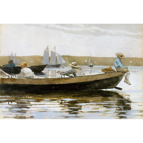 Boys in a Dory Black Modern Wood Framed Art Print with Double Matting by Homer, Winslow