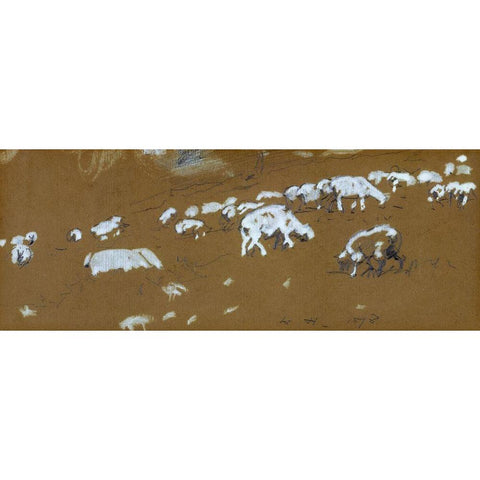 Sheep Black Modern Wood Framed Art Print with Double Matting by Homer, Winslow