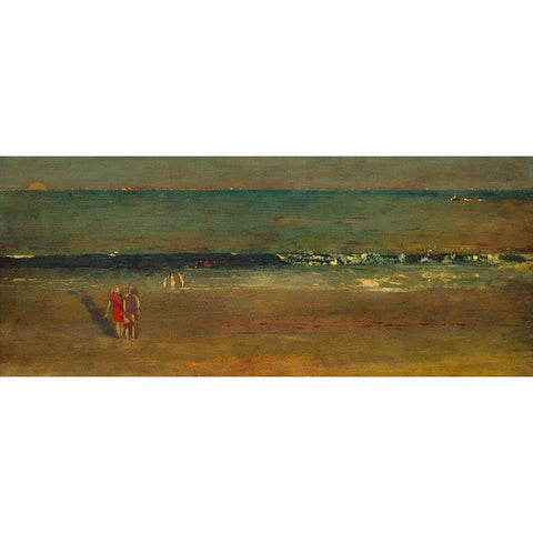 The Beach, Late Afternoon White Modern Wood Framed Art Print by Homer, Winslow