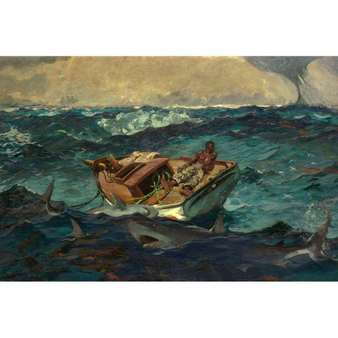 The Gulf Stream Black Modern Wood Framed Art Print with Double Matting by Homer, Winslow