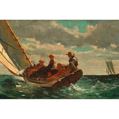 Breezing Up (A Fair Wind) Black Modern Wood Framed Art Print with Double Matting by Homer, Winslow