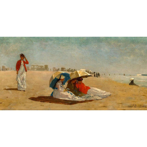 East Hampton Beach, Long Island Black Modern Wood Framed Art Print with Double Matting by Homer, Winslow