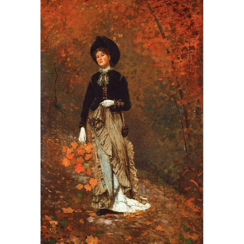 Autumn White Modern Wood Framed Art Print by Homer, Winslow