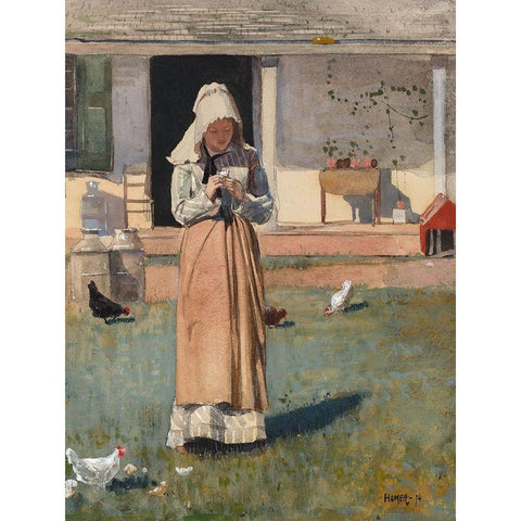 A Sick Chicken White Modern Wood Framed Art Print by Homer, Winslow