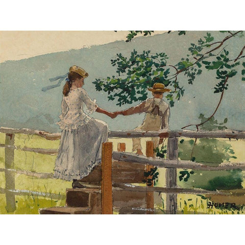 On the Stile White Modern Wood Framed Art Print by Homer, Winslow