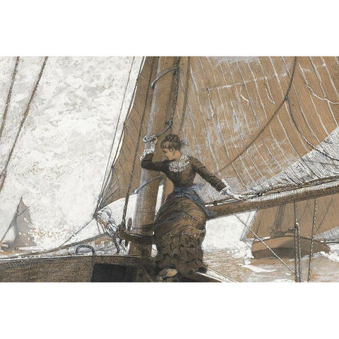 Yachting Girl Black Modern Wood Framed Art Print with Double Matting by Homer, Winslow