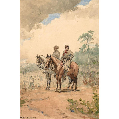 Two Scouts White Modern Wood Framed Art Print by Homer, Winslow