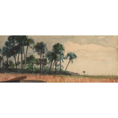 Palm Trees, Red Gold Ornate Wood Framed Art Print with Double Matting by Homer, Winslow