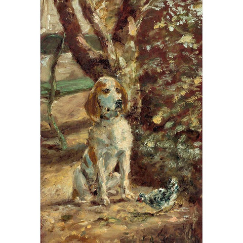 The Artists Dog Fleche Gold Ornate Wood Framed Art Print with Double Matting by Toulouse-Lautrec, Henri de