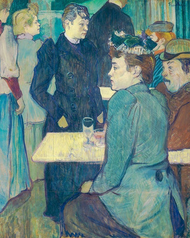 A Corner of the Moulin de la Galette White Modern Wood Framed Art Print with Double Matting by Toulouse-Lautrec, Henri de