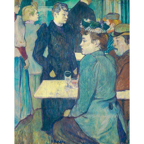 A Corner of the Moulin de la Galette Gold Ornate Wood Framed Art Print with Double Matting by Toulouse-Lautrec, Henri de