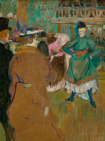 Quadrille at the Moulin Rouge Black Ornate Wood Framed Art Print with Double Matting by Toulouse-Lautrec, Henri de