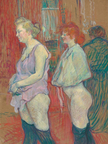 Rue des Moulins, 1894 Black Ornate Wood Framed Art Print with Double Matting by Toulouse-Lautrec, Henri de