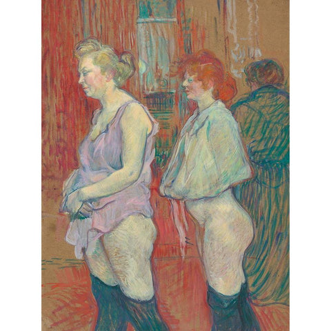 Rue des Moulins, 1894 Black Modern Wood Framed Art Print with Double Matting by Toulouse-Lautrec, Henri de