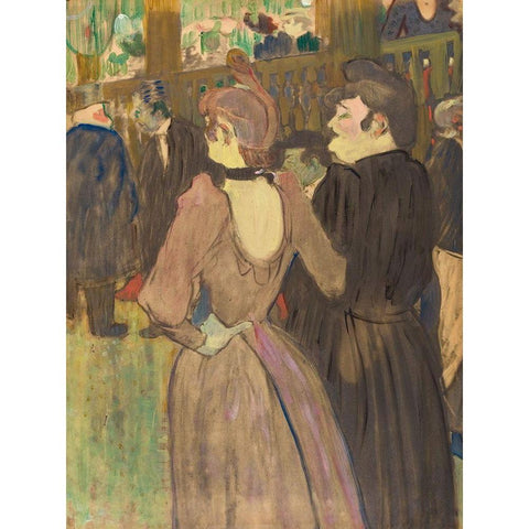 La Goulue and Her Sister White Modern Wood Framed Art Print by Toulouse-Lautrec, Henri de