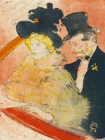 At the Concert White Modern Wood Framed Art Print with Double Matting by Toulouse-Lautrec, Henri de