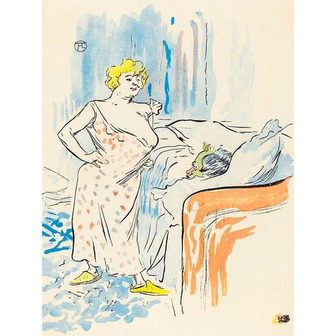 Man and Woman Black Modern Wood Framed Art Print with Double Matting by Toulouse-Lautrec, Henri de