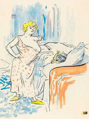 Man and Woman White Modern Wood Framed Art Print with Double Matting by Toulouse-Lautrec, Henri de