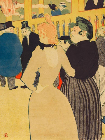 At the Moulin Rouge, la Goulue and Her SisterÂ  Black Ornate Wood Framed Art Print with Double Matting by Toulouse-Lautrec, Henri de