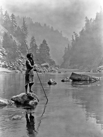 A smoky day at the Sugar Bowl, Hupa White Modern Wood Framed Art Print with Double Matting by Curtis, Edward