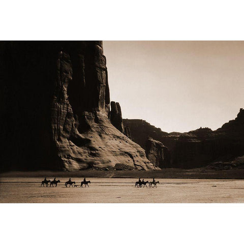 Canyon de Chelly, Navajo White Modern Wood Framed Art Print by Curtis, Edward