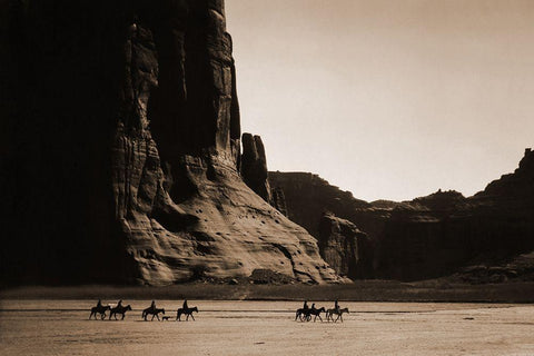 Canyon de Chelly, Navajo White Modern Wood Framed Art Print with Double Matting by Curtis, Edward