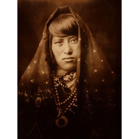Acoma woman, ca. 1905 White Modern Wood Framed Art Print by Curtis, Edward