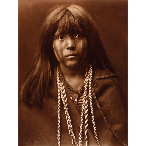 Mosa, Mohave girl, 1903 White Modern Wood Framed Art Print by Curtis, Edward