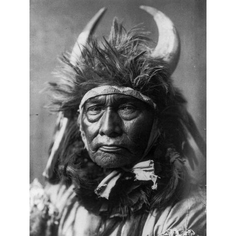 Bull Chief, Apsaroke White Modern Wood Framed Art Print by Curtis, Edward