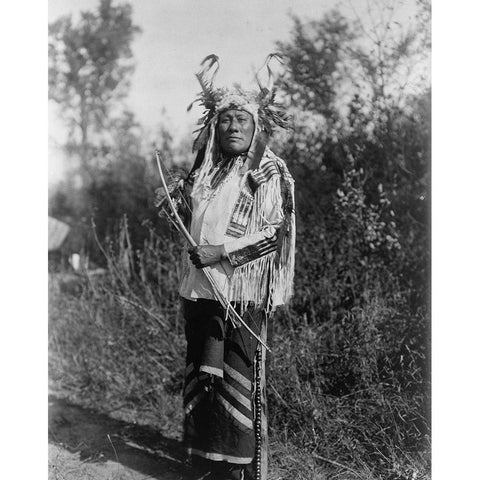 Long Time Dog, Hidatsa White Modern Wood Framed Art Print by Curtis, Edward