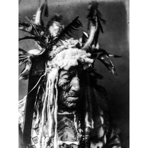 Lean Wolf, Hidatsa Black Modern Wood Framed Art Print by Curtis, Edward