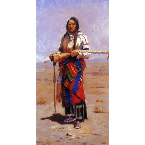 Indian Buck Black Modern Wood Framed Art Print with Double Matting by Russell, Charles Marion