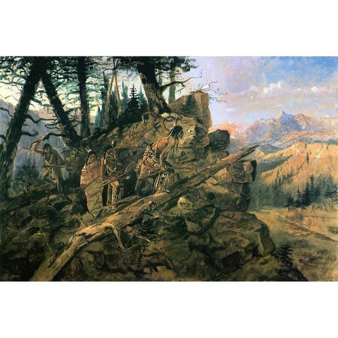 Plunder on the Horizon Black Modern Wood Framed Art Print by Russell, Charles Marion