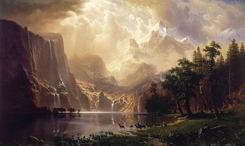 Among the Sierra Nevada, California White Modern Wood Framed Art Print with Double Matting by Bierstadt, Albert