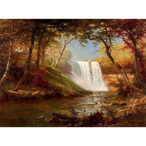 Minnehaha Falls Black Modern Wood Framed Art Print with Double Matting by Bierstadt, Albert