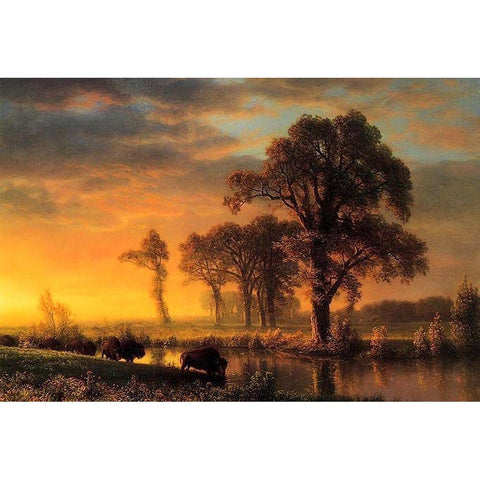 Western Kansas Black Modern Wood Framed Art Print by Bierstadt, Albert